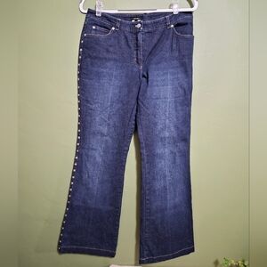 Escada Designer Bootcut Jeans Logo Button Detail EU 38